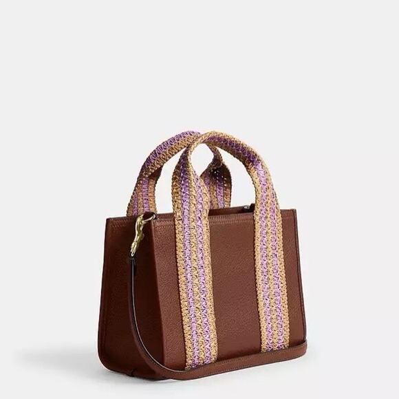 NWT Coach Smith Tote Bag 24 CBG91 Straw Leather Gold/Redwood Multi - Picture 11 of 11